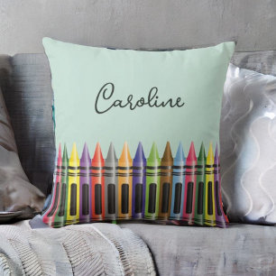Trendy Crayon Kids Bedroom Green Black Script Throw Pillow
