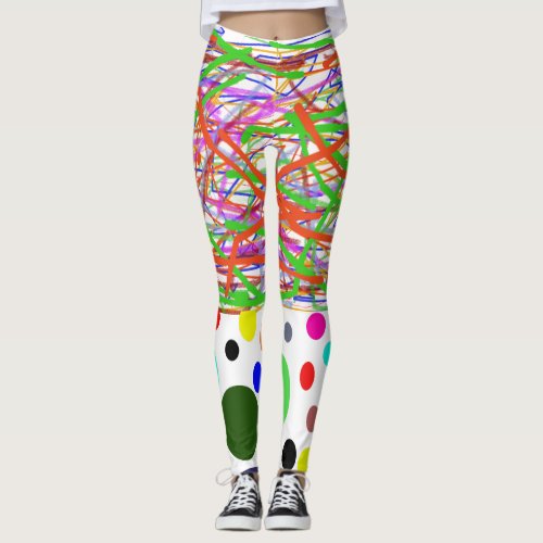 Trendy Crazy Multicolored Scribble Round  Leggings