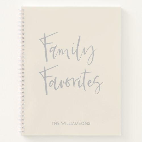 Trendy Cream White Script Cooking Family Recipe Notebook