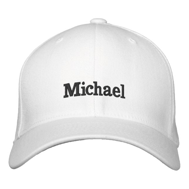 Trendy Create Your Own Black Letters on White Embroidered Baseball Cap (Front)