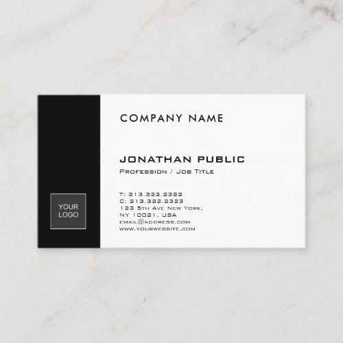 Trendy Creative Black White Sleek Logo Design Business Card