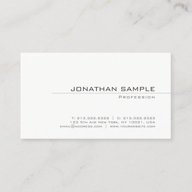 Trendy Creative Minimalist Plain Modern Design Business Card (Front)