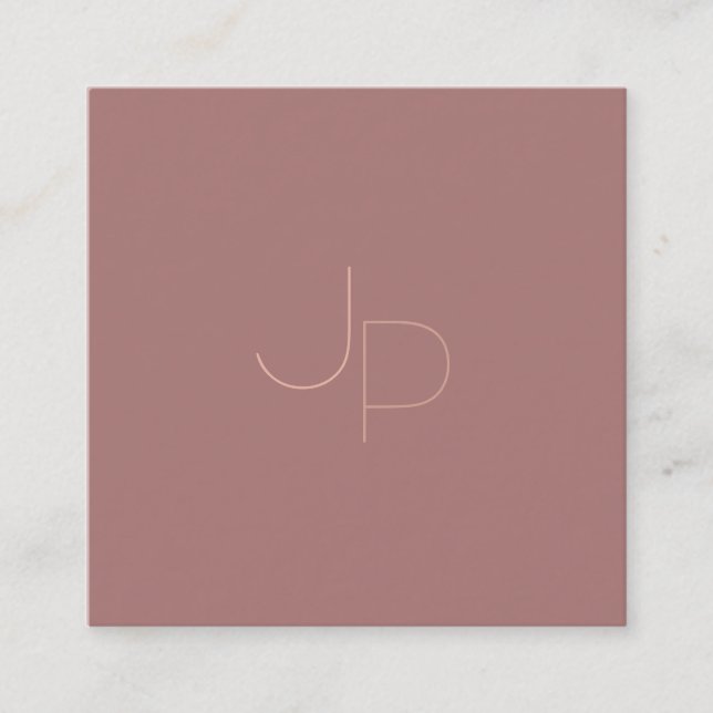 Trendy Creative Modern Monogram Template Luxury Square Business Card (Front)