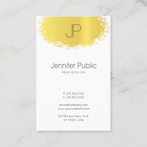 Trendy Creative Monogrammed Sleek Plain Gold Look Business Card