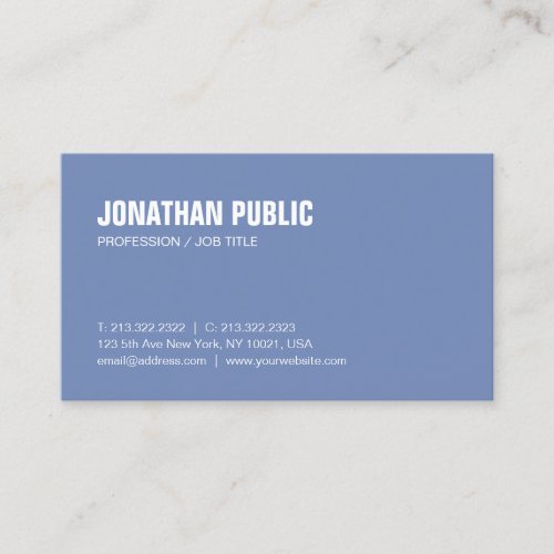 Trendy Creative Simple Design Blue Plain Luxury Business Card