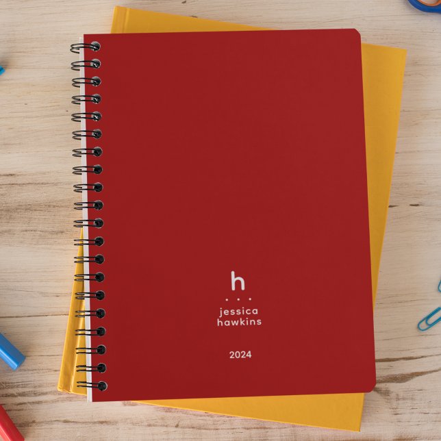 Trendy Crimson Red Modern Monogram Weekly Planner (Creator Uploaded)