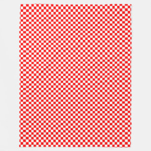 Trendy Croatian Red and White Checkered Pattern Fleece Blanket