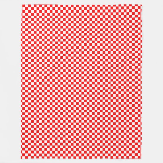 Trendy Croatian Red and White Checkered Pattern Fleece Blanket