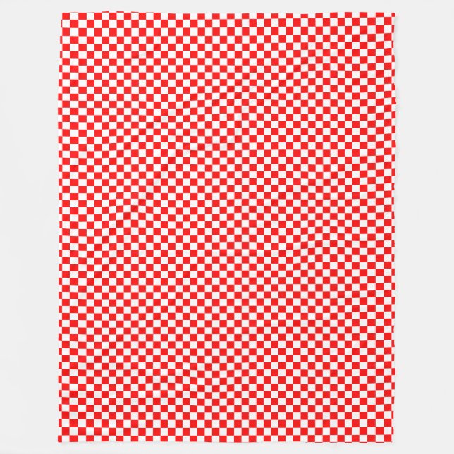 Trendy Croatian Red and White Checkered Pattern Fleece Blanket (Front)