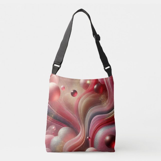 Trendy Crossbody Bag with Abstract Art Design (Front)
