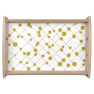 Trendy crossed rows of gold foil beads pattern serving tray