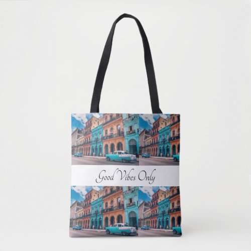 Trendy Cuba Holiday Street Colourful Tote Bag