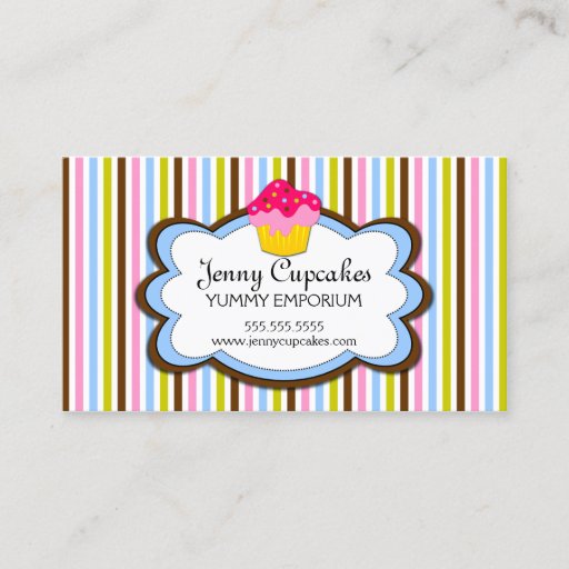 Customizable Trendy Cupcake Bakery Business Cards