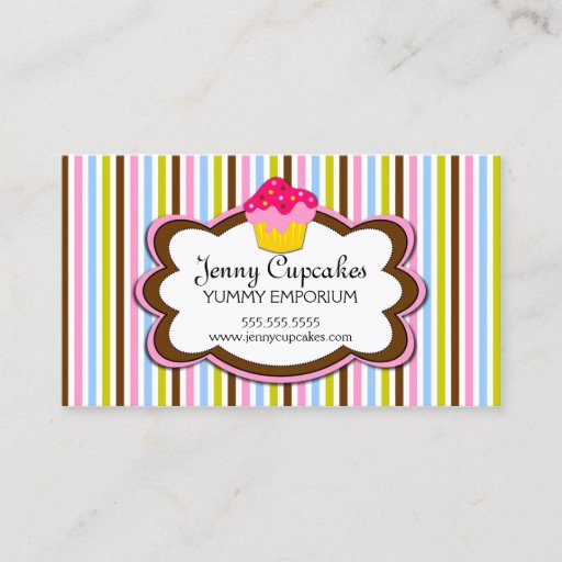 Customizable Trendy Cupcake Bakery Business Cards