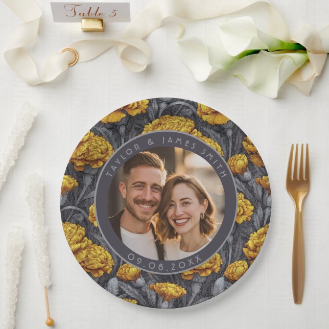 Trendy Custom Carnation Flower Spring Wedding Paper Plates (Wedding)