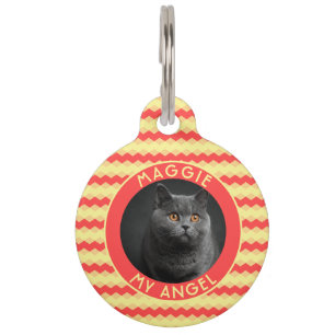 Trendy Custom Cat Mom Gift Chevron Geometry Pet ID Tag