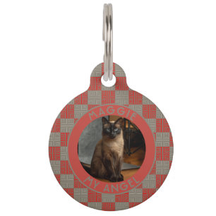 Trendy Custom Cat Mom Gift Ethnic Pattern Pet ID Tag
