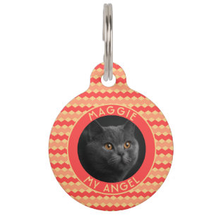 Trendy Custom Cat Owner Gift Chevron Pet ID Tag