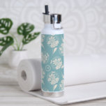 Trendy custom initial dusty blue floral insulated water bottle