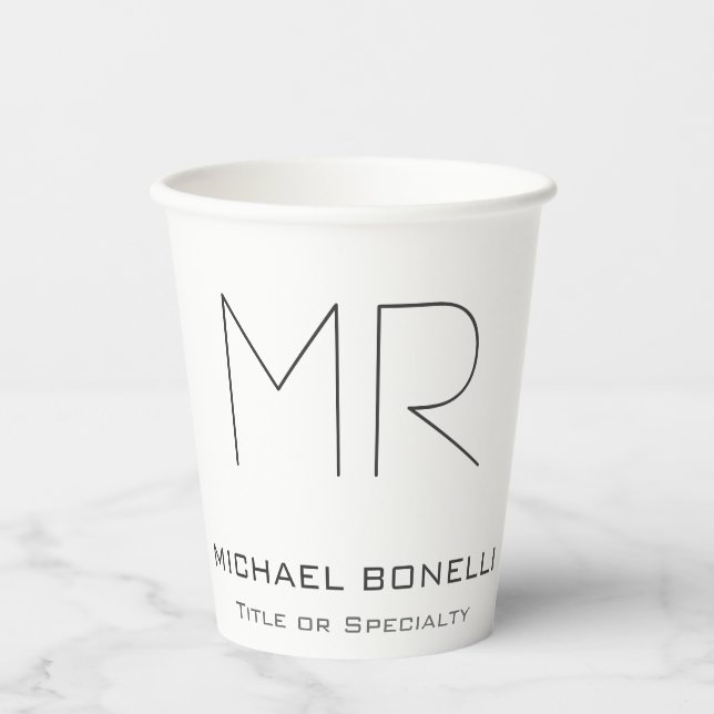 Trendy custom made modern minimalist paper cups (Front)