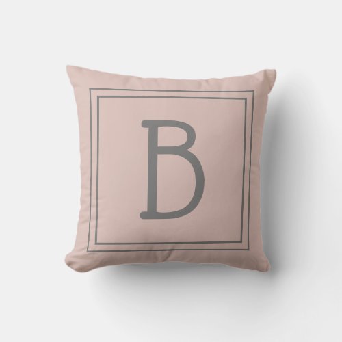 Trendy Custom Monogrammed Initial Chic Pink Gray Throw Pillow