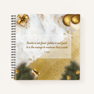 Trendy Custom Motivational Quote green Gold Marble Notebook