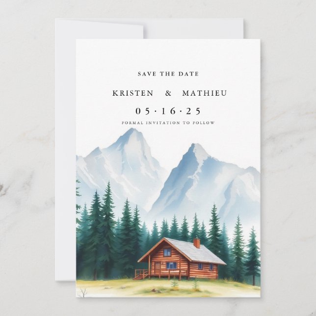 Trendy Custom Mountain Save The Date (Front)