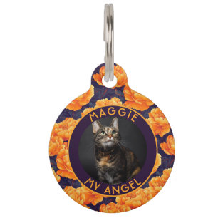 Trendy Custom Pet Owner Gift Idea Peonies Print ID Tag