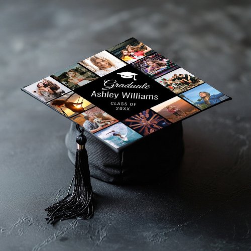 Trendy Custom Photo Collage Cute Script Black