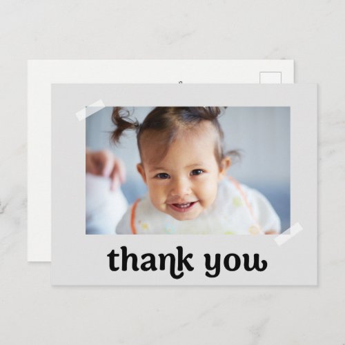 Trendy Custom Photo first birthday Thank you Postcard