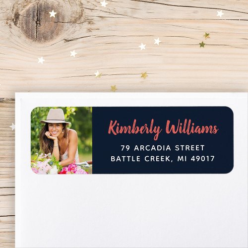 Trendy Custom Photo Graduation Return Address Label