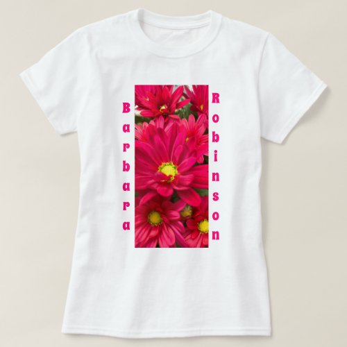 Trendy Custom Pink Red Chrysanthemum Flower  T_Shirt