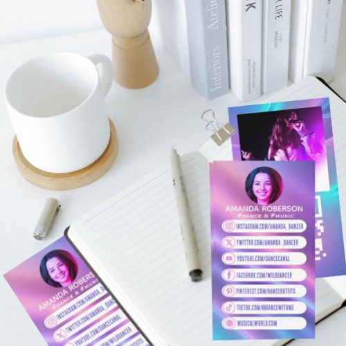 Trendy custom social media icons link business card