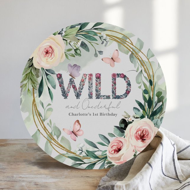 Trendy Custom Watercolor Wildflower 1st Birthday Paper Plates (Creator Uploaded)