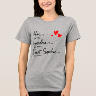 Trendy Custom Year Mom Grandma Great GrandmT-Shirt Tri-Blend Shirt