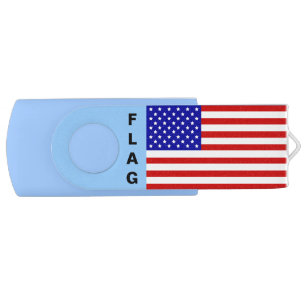 Trendy customizable American flag on light blue Flash Drive