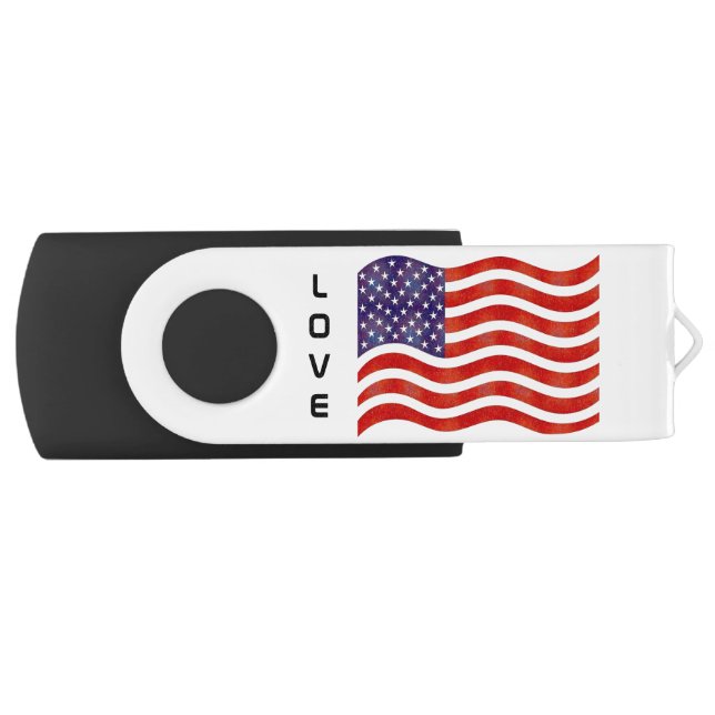 Trendy customizable American flag on white Flash Drive (Front)