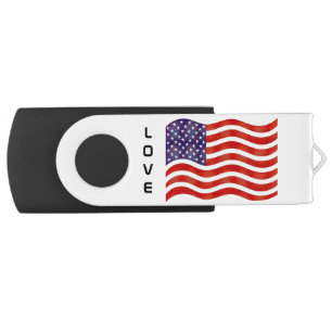 Trendy customizable American flag on white Flash Drive