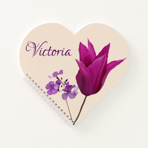 Trendy Customizable name Victoria purple flowers Notebook