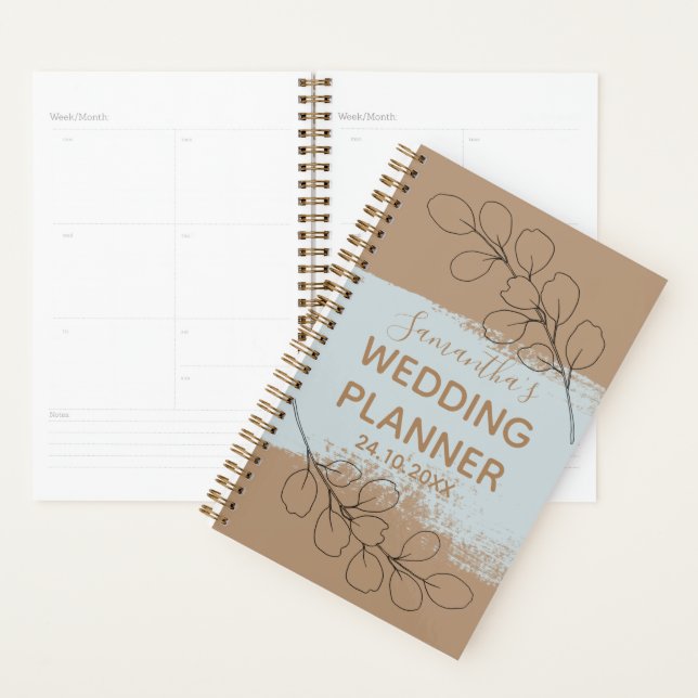 Trendy customize dusty blue wedding planner (Display)