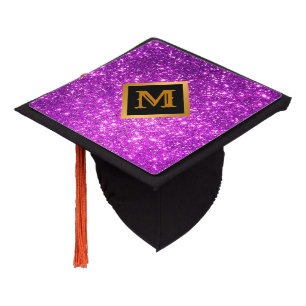 Trendy Customize Purple Glitter Graduation Cap Top