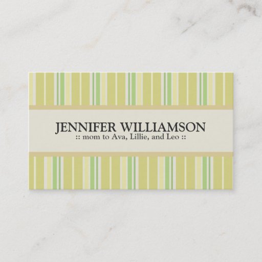 Customizable Trendy Customized Mommy Calling Cards Stripes : 02 Business Cards