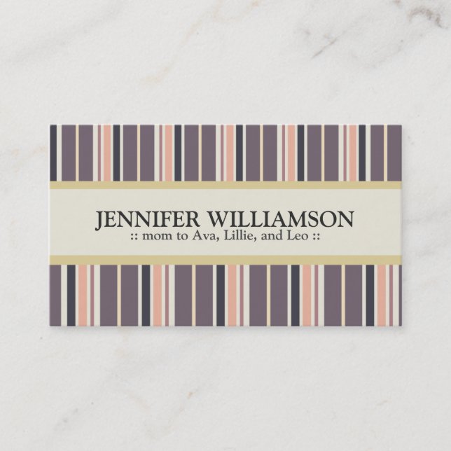 Trendy Customized Mommy Calling Cards Stripes : 03 (Front)