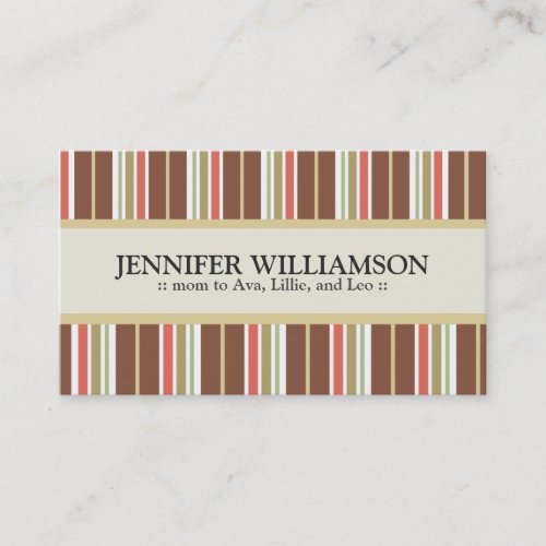Trendy Customized Mommy Calling Cards Stripes : 09 Business Card Template
