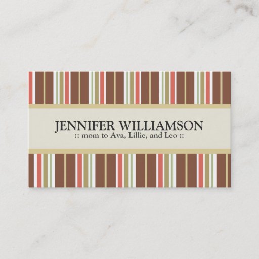 Customizable Trendy Customized Mommy Calling Cards Stripes : 09 Business Card Template
