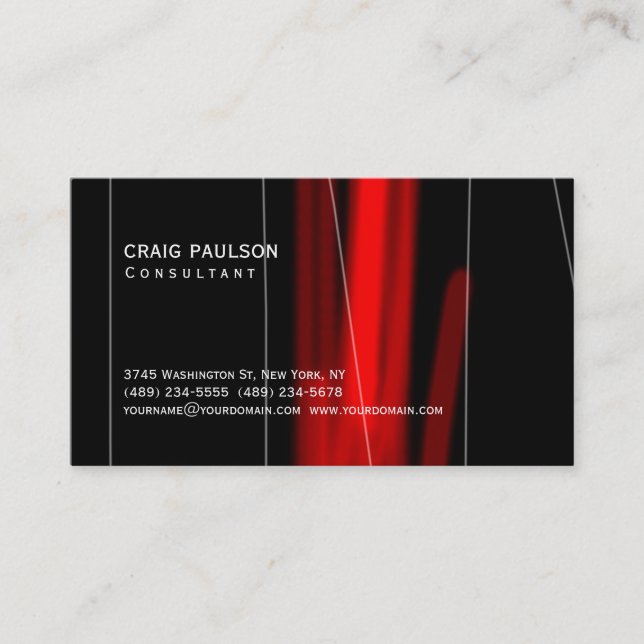 Trendy Cute Black Red Pattern Chic Business Card (Front)