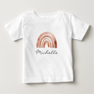 Trendy Cute Boho Watercolor Rainbow Personalized Baby T-Shirt