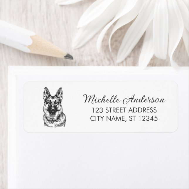 Trendy Cute German Shepherd Dog Return Address     Label (Insitu)