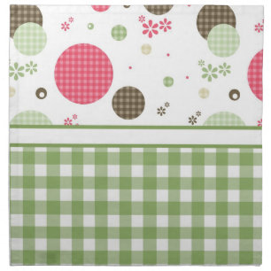 Trendy Cute Gingham And Polka Dots Cloth Napkin