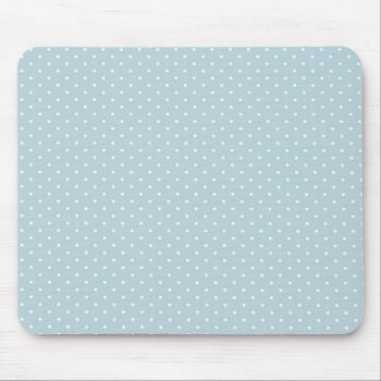 Trendy Cute Girly Blue White Polka Dots Pattern Mouse Pad by whydesign at Zazzle